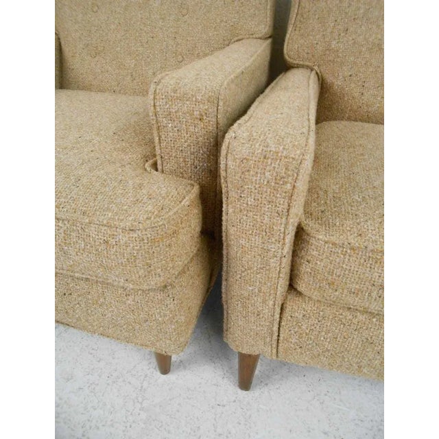 Textile Mid-Century Modern His and Her Club Chairs - a Pair For Sale - Image 7 of 8