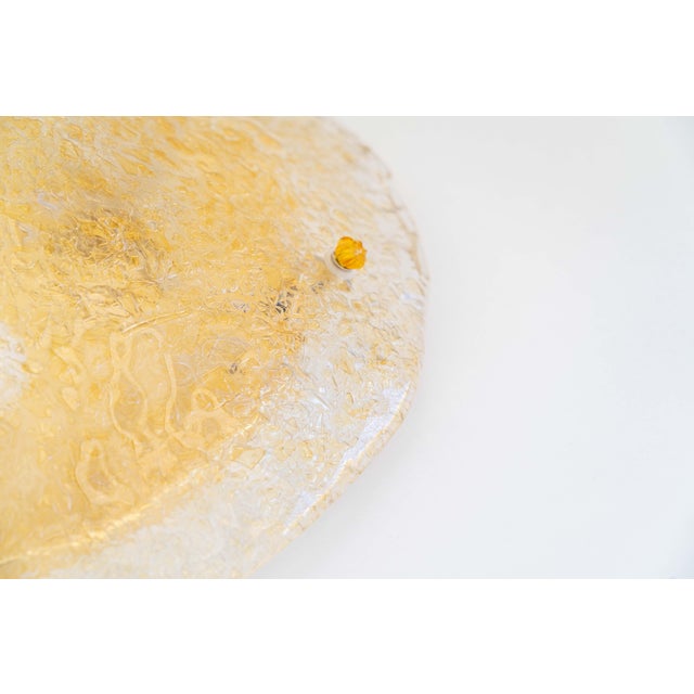 Clear and Golden Murano Glass Flush Mount with Brass Base from Sylcom Lighting, 1990s For Sale - Image 15 of 18