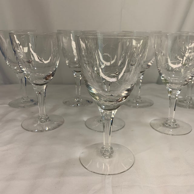 1970s Vintage Cut Crystal Vine & Leaf Wine Glasses – Set of 8 For Sale - Image 5 of 5