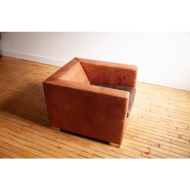 1990s Pair of Minotti “Suitcase Line” Club Chairs in Crocodile Leather. For Sale - Image 12 of 14