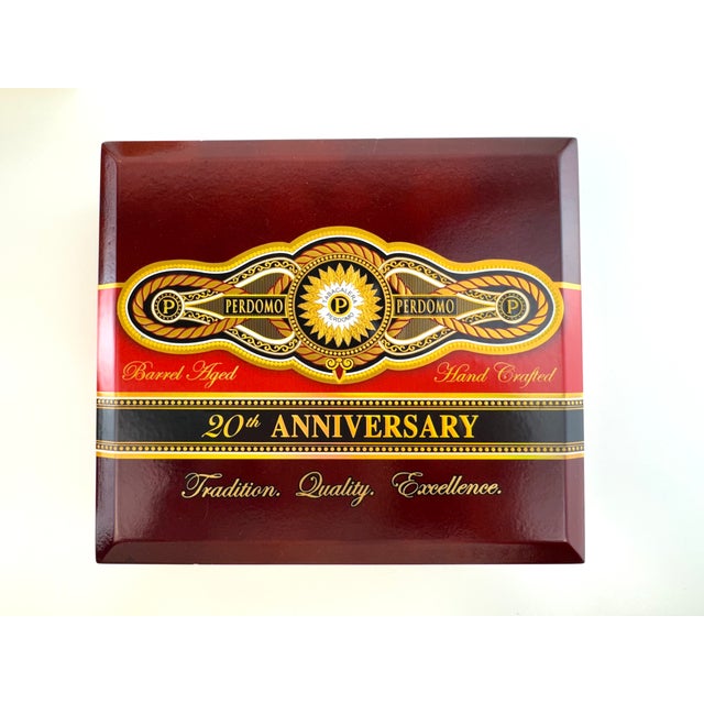 Brown Curated Collection of Six Premium Wooden Cigar Boxes for Decorative Display & Storage For Sale - Image 8 of 12