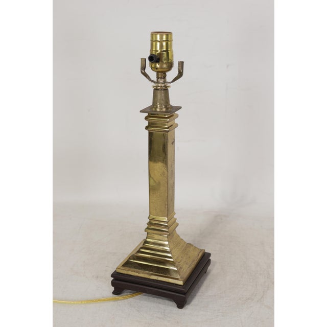 Mid 20th Century 1970s Traditional Brass Empire Column Lamp For Sale - Image 5 of 5