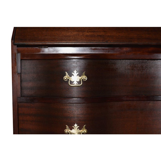 Brown Mid Century Chippendale Style Slant Front Secretary Desk For Sale - Image 8 of 14