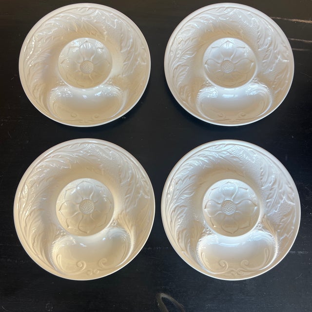 White Vintage French White Ceramic Artichoke Plates - Set of 4 For Sale - Image 8 of 9