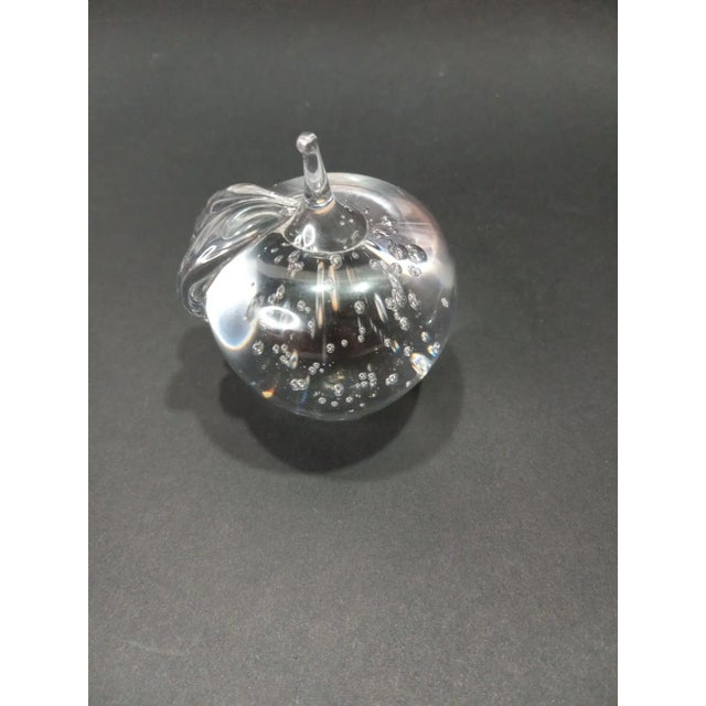 Mid-Century Modern 1960s Vintage Hand Blown Lead Crystal Taiwan Apples Bubbles Paper Weights- Set of 2 For Sale - Image 3 of 9