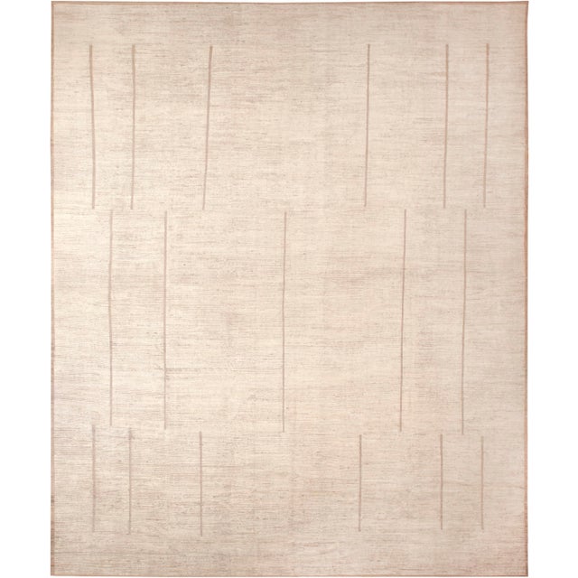 Charming Oversized Neutral Ivory Cream Modern Decorative Contemporary Rug, Country of origin: Central Asia, Circa date:...