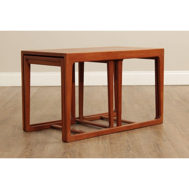 Mid-Century Modern Danish Modern Set of Three Teak Nesting Tables For Sale - Image 3 of 12