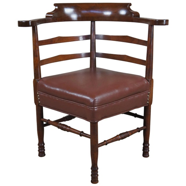 Antique English Country Mahogany Ladderback Roundabout Corner Arm Chair For Sale - Image 13 of 13