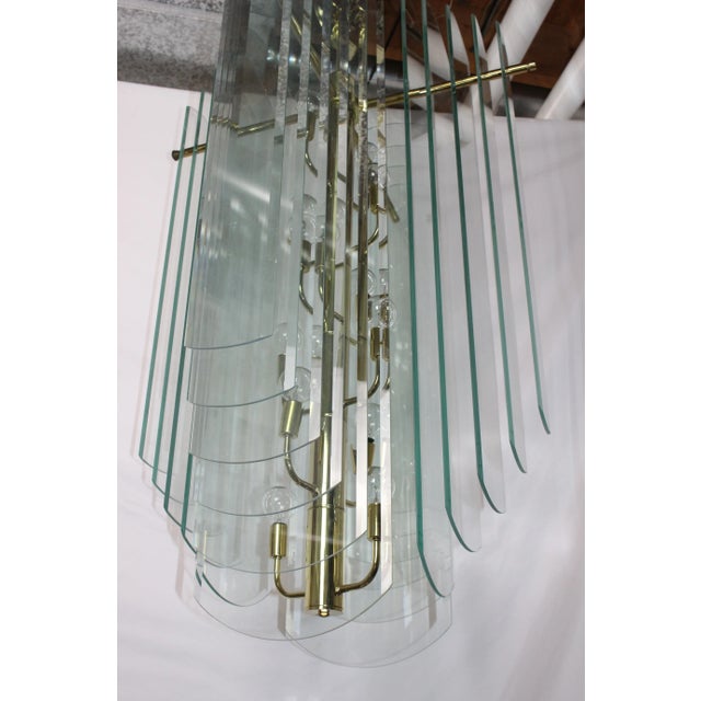 Vintage 4 Ft Mid-Century Modern Waterfall Cascade Glass 12 Light Chandelier For Sale In Columbus - Image 6 of 8