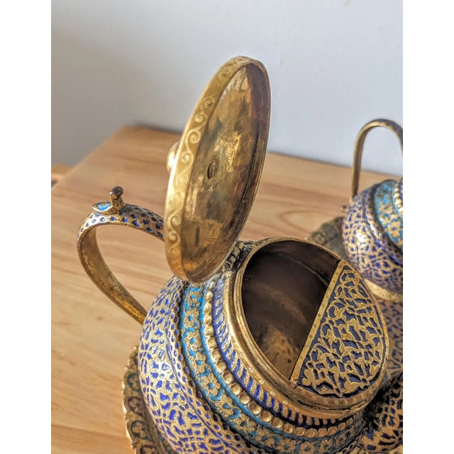 Mid 19th Century Kashmiri Tilted and Lacquered 5 Piece Coffee/Tea Service For Sale - Image 4 of 7