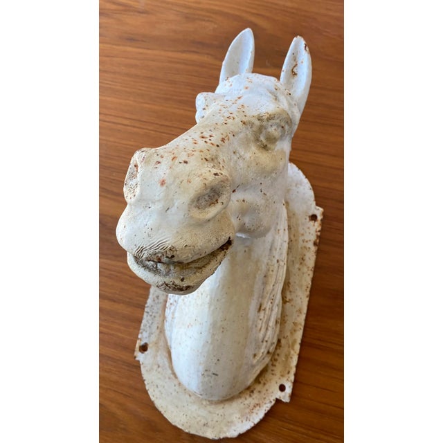 Metal Antique Cast Iron Horse Head Bust For Sale - Image 7 of 13