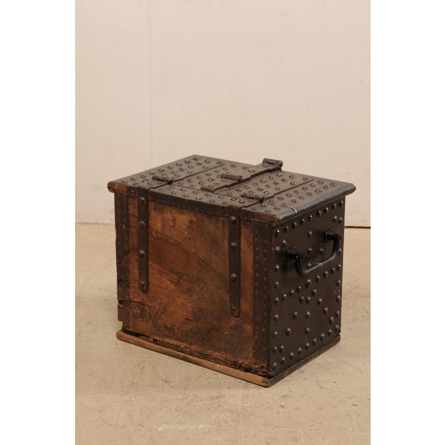 18th Century Iron Clad Wood Strong box, Spain For Sale - Image 12 of 12