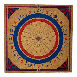 1940s Americana Boho Chic Square Wall Mounted Cork Dart Board For Sale