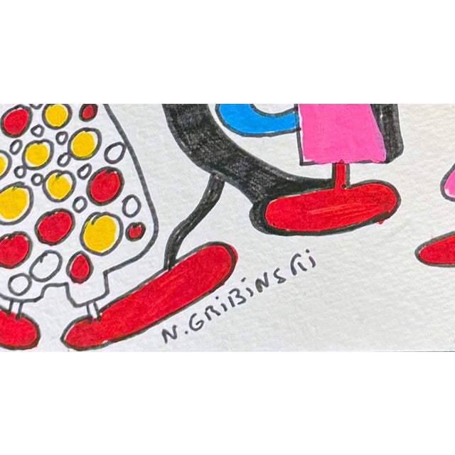 The Conversation of Bodies — Small Abstract Figurative Drawing (8 X 8 In, 2025) For Sale In Chicago - Image 6 of 7