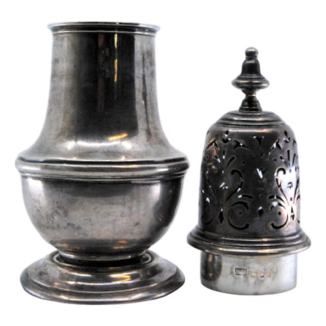 Silver Sprinkler with Smooth Body and Cut-Out Lid with Application For Sale