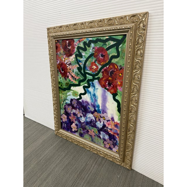 Traditional Floral Mixed Media Painting, Framed For Sale - Image 3 of 12