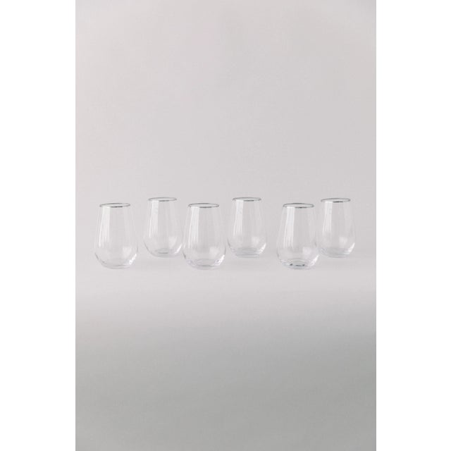 Siren Beverageware Clear + Platinum Tall Stemless - Set of 4 For Sale - Image 4 of 5