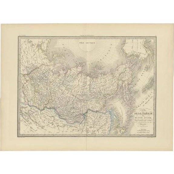 Antique Map of Siberia by Lapie, 1842 For Sale