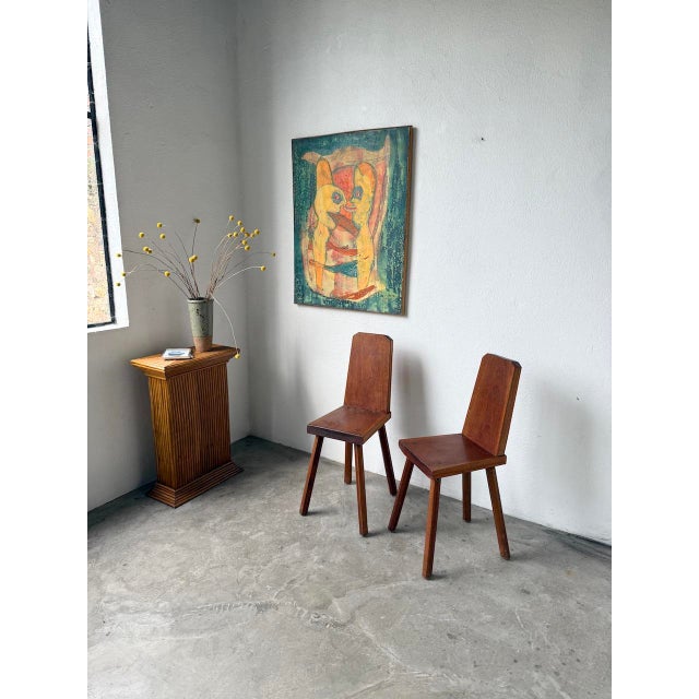Wood Brutalist Oak Chairs, 1950s, Set of 2 For Sale - Image 7 of 18