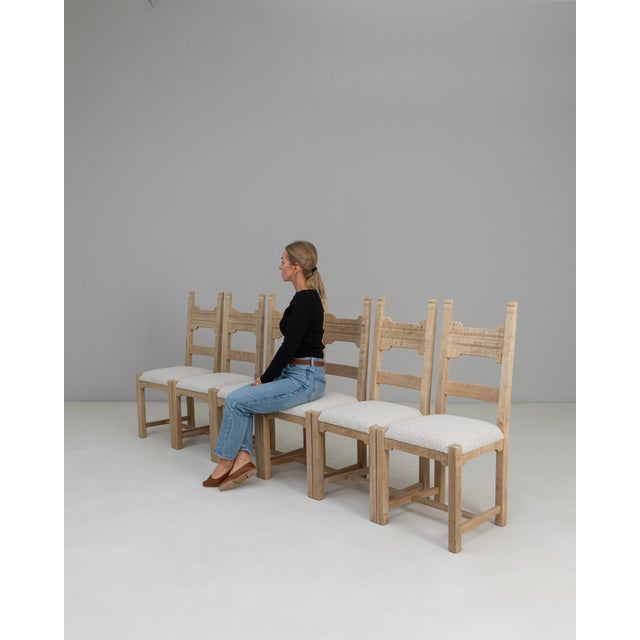 20th Century French Oak Dining Chairs With Upholstered Seats - Set of 6 For Sale - Image 11 of 18