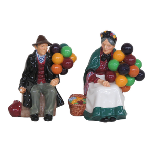 Mid 20th Century Royal Doulton Old Balloon Seller Hn1315 Balloon Man Hn1954 Figurines 4393b- Set of 2