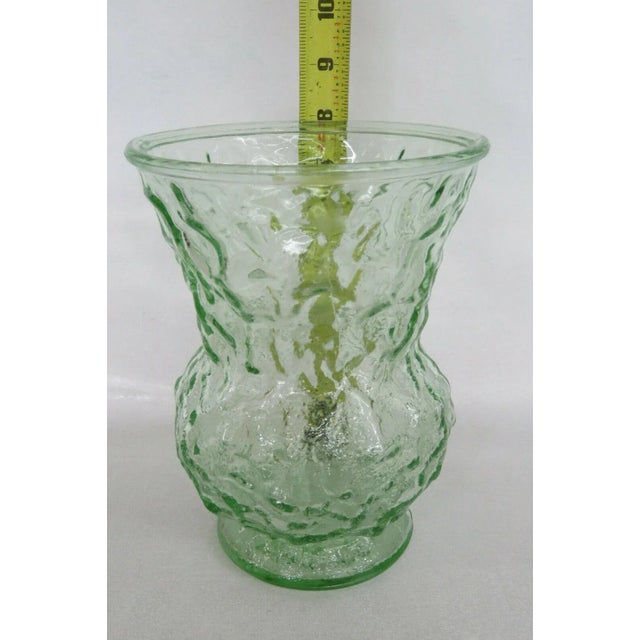 Hoosier Glass Co Green Depression Glass Pebble Rippled Vase For Sale - Image 4 of 11