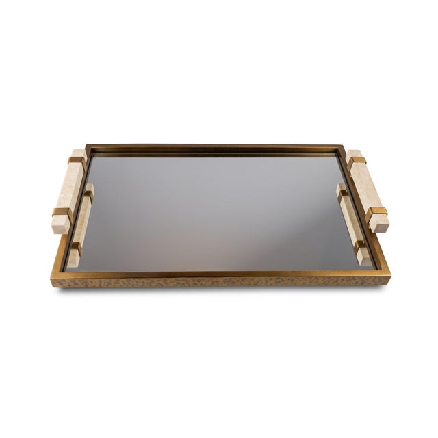 Artemis Tray with Travertine Handles For Sale In Chicago - Image 6 of 8