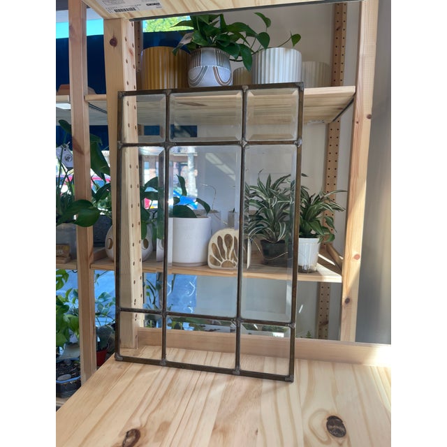 Mid-Century Modern Vintage Leaded Beveled Glass Window Panel For Sale - Image 3 of 8