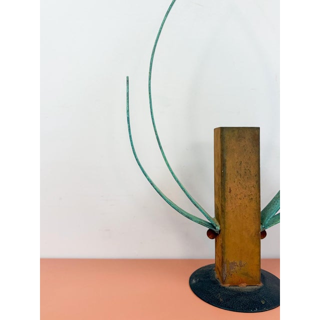 Mid 20th Century Vintage Sculpture Brutalist Rusted Steel Oxidized Bronze Horns Vase Art For Sale - Image 5 of 12