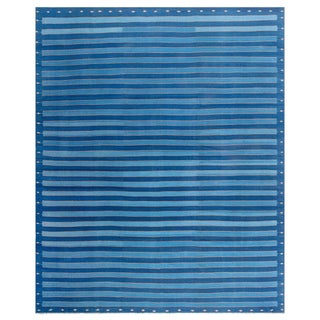 Doris Leslie Blau Vintage Striped Indian Dhurrie Rug For Sale