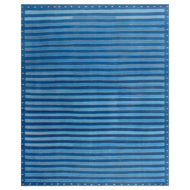 Doris Leslie Blau Vintage Striped Indian Dhurrie Rug For Sale