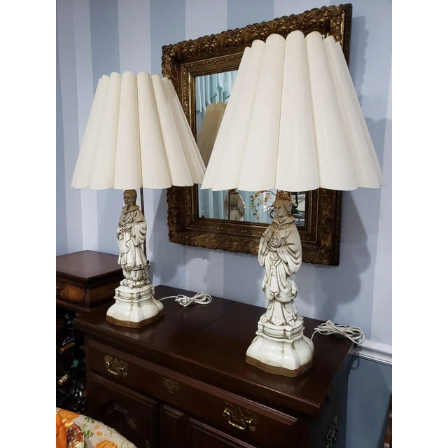 1900s Porcelain Statue Lamps - A Pair For Sale - Image 11 of 11