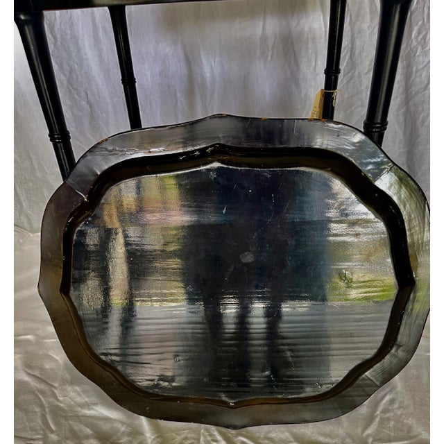 French Antique Papier Mache Large Serving Tray on Stand, C1880 For Sale - Image 11 of 14