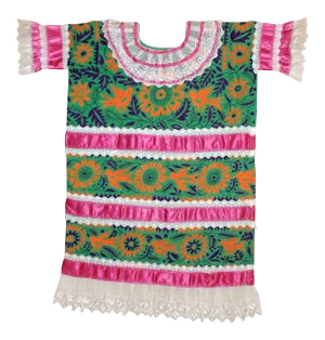 Vintage Embroidered Huipil From Mazatec, Oaxaca