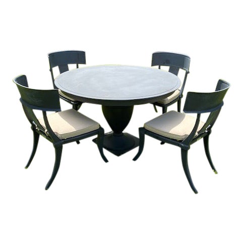 Restoration Hardware Klismos Round Dining Table and Chairs- 5 Pieces | Chairish