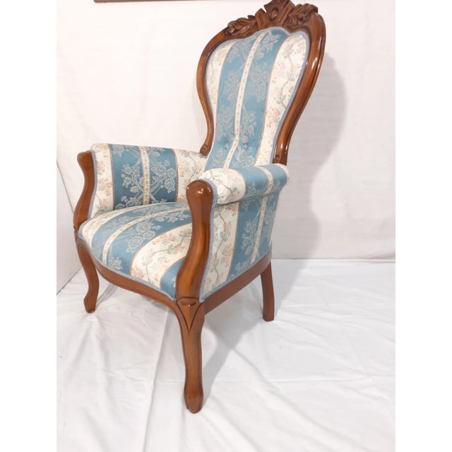 Late 20th Century Luigi Philippe Style Armchairs in Maple Wood Upholstered For Sale - Image 5 of 10