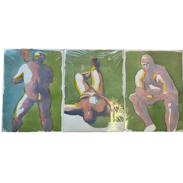 Figurative Contemporary Figurative Watercolor Painting, Signed "H", Model Identified as Peter, 2016 For Sale - Image 3 of 6