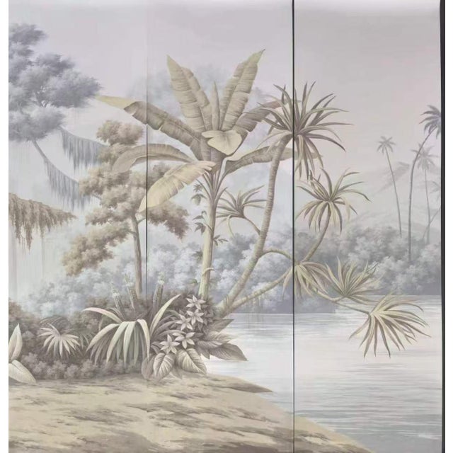 1: Commodity: Hand-Painted Retro Tropical Landscape Mural Wallpaper 2: Handicrafts: 100% handmade and hand-painted. 3:...