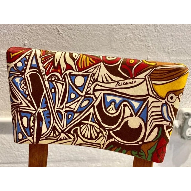 Wood Joe Atkinson Chairs for Thonet, Pablo Picasso LTD Edition Fabric 1940s (Pair) For Sale - Image 7 of 13