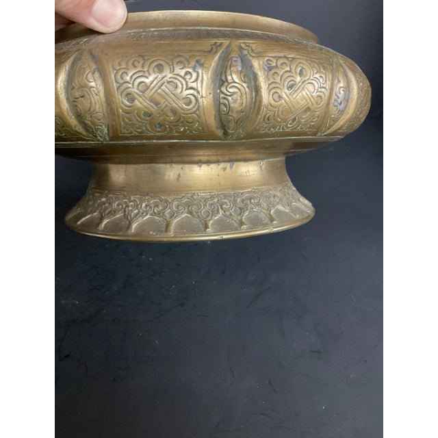 Brass Antique Middle East Brass Bowl For Sale - Image 8 of 9