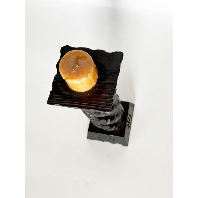 Wood Rustic Wooden Candlestick, France, 1970s For Sale - Image 7 of 9