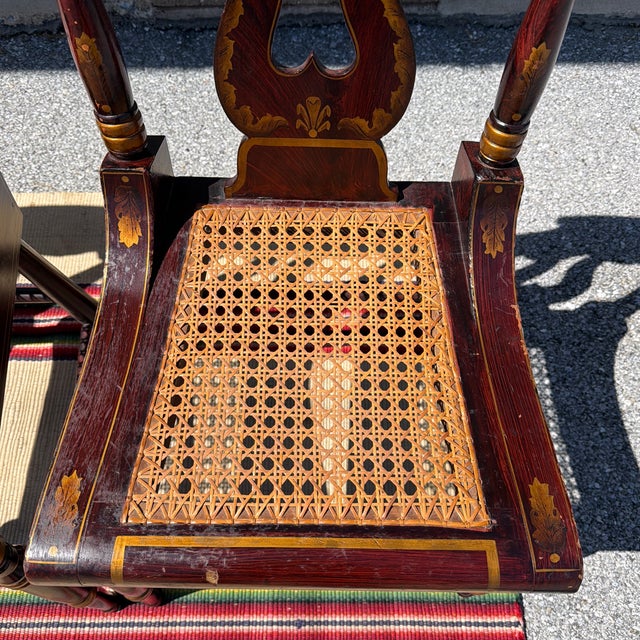 Antique Set of Four Federal Baltimore Style Paint Decorated Cane Seat Chairs, Circa 1820s For Sale - Image 11 of 12