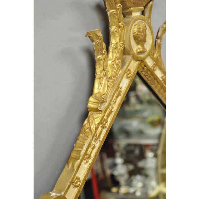 Vintage Italian Neoclassical Style Cream & Gold Gilt Carved Wood Wall Mirror For Sale - Image 12 of 16