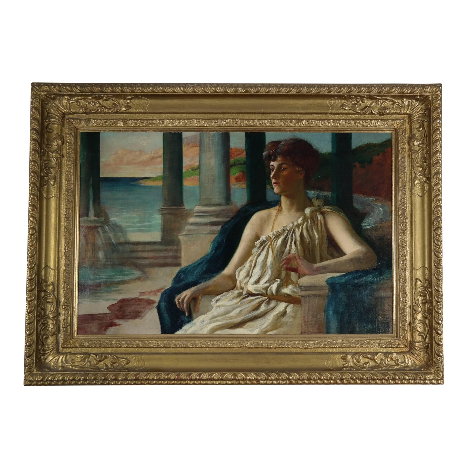 19th Century Oil on Canvas, Classical Lady Chairish