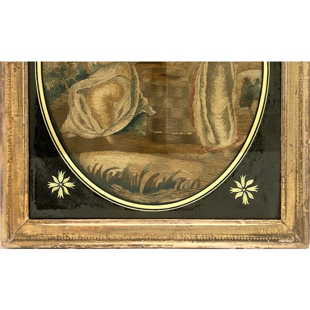 Late 18th-Century Embroidered Depiction of Old Testament Meeting of Isaac and Rebecca at the Well For Sale - Image 4 of 11