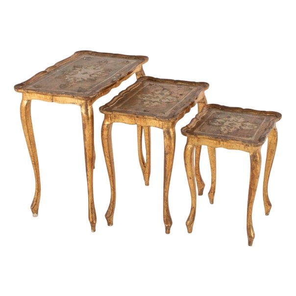 Vintage Italian Florentine Nesting Tables, Set of 3 For Sale