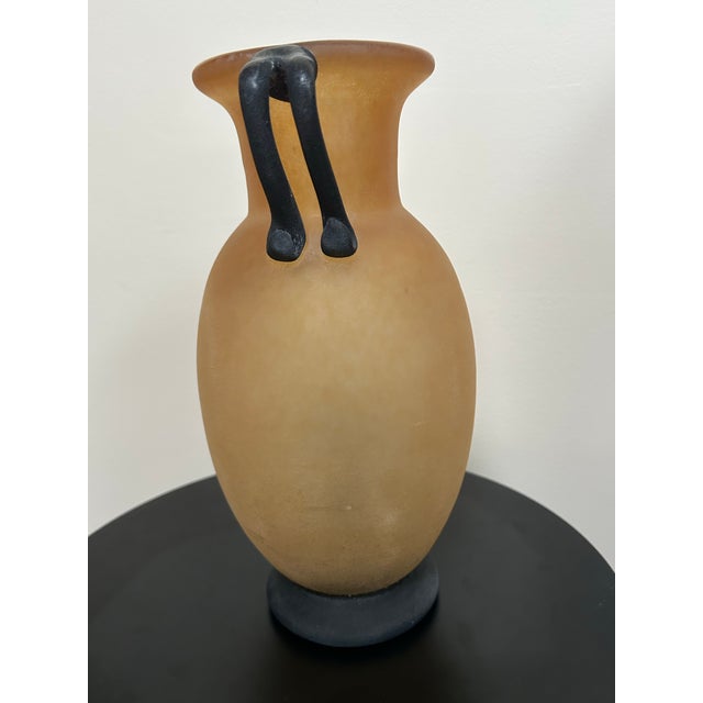 Murano Glass Amphora Scavo Vase Frosted Amber Gold Table Vase Ea Made in Italy For Sale - Image 9 of 12