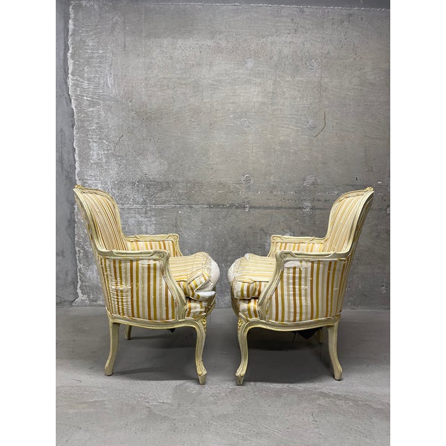Cream Vintage Set of French Provincial Style Armchairs For Sale - Image 8 of 15