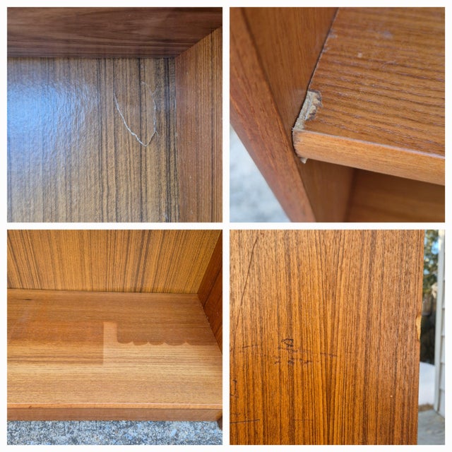 1970s Danish Modern Teak Veneer Library Book Shelves W/ Detachable Crown Moulding - Set of 7 For Sale - Image 9 of 10