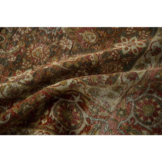 Shabby Chic Vintage Distressed Tabriz Carpet - 7'2" X 9'5" For Sale - Image 3 of 10